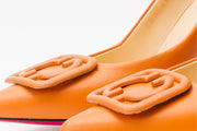 The Maneadero Orange Leather Pump Fuchsia Sole