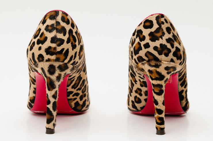 The Olbia Leopard Leather Pump Fuchsia Sole
