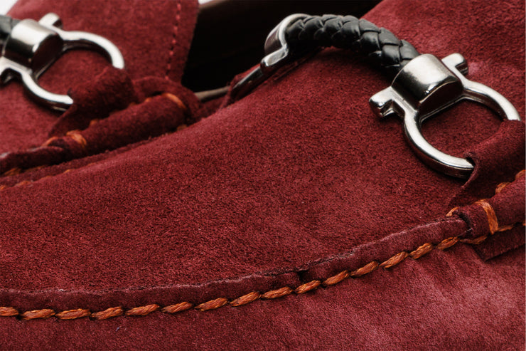 The Bari Burgundy Sued Leather Bit Drive Loafer