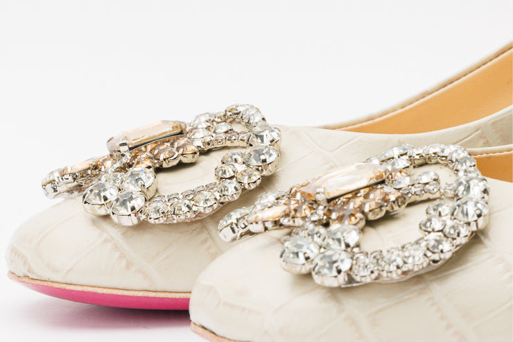 The Foggia Beige Leather Block Heel Pump