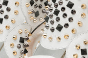 The Infanta White Spike Leather Ankle Strap Sandal