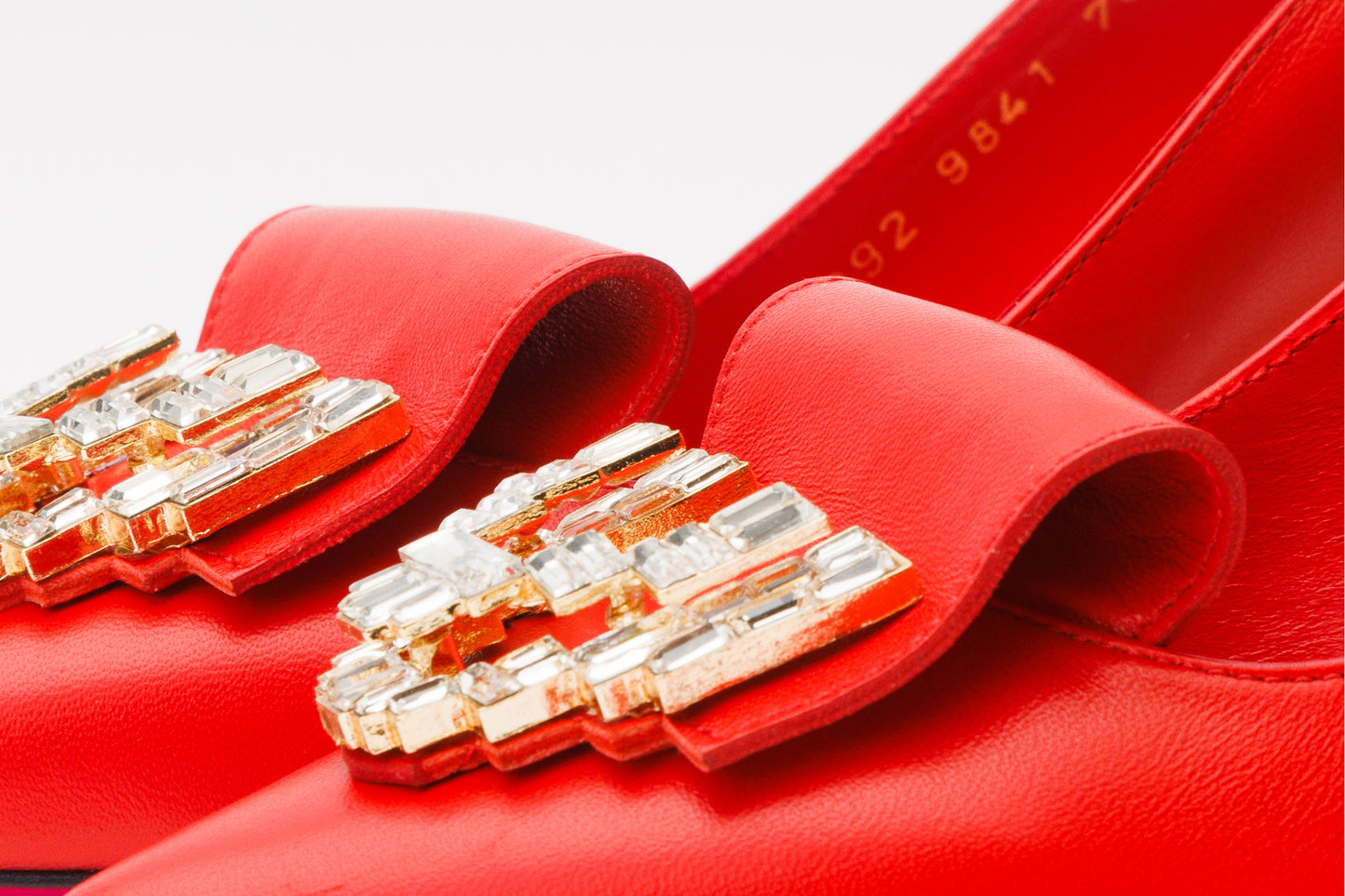 The Love Red Leather Block Heel Pump Women Shoe