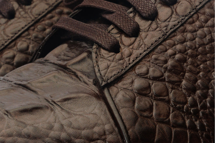 The Bomba Brown Crocodile Leather Sneaker