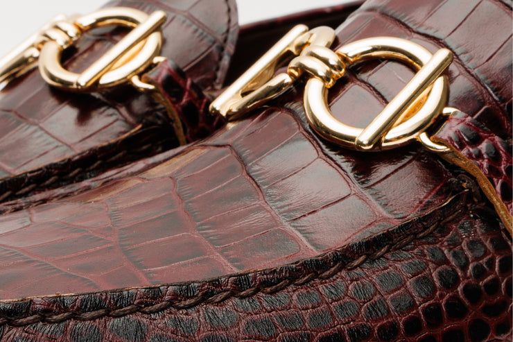 The Pisa Burgundy Leather Bit Drive Loafer Shoe