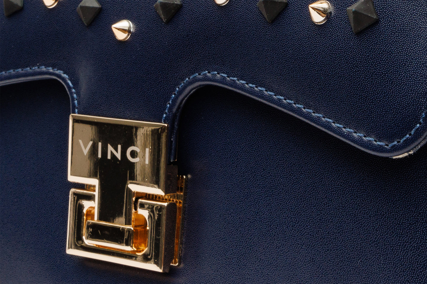 The Infanta Navy Blue Spike Leather Handbag