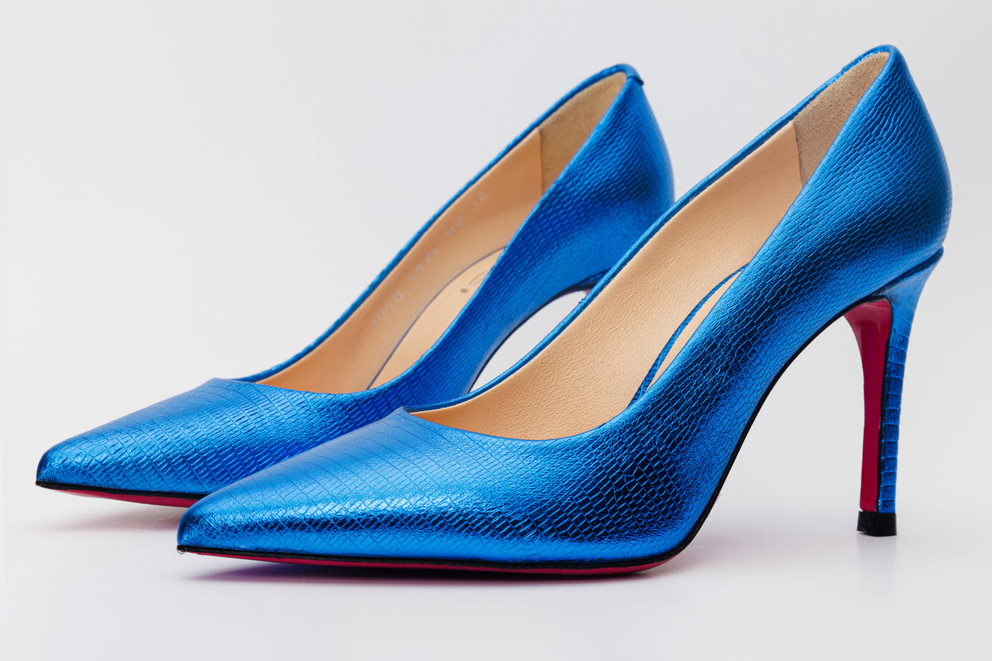 The Maple Sax Blue Leather Pump Fuchsia Sole Women Shoe