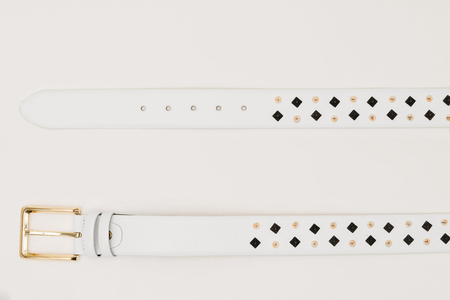 The Infanta White Spike Leather Belt