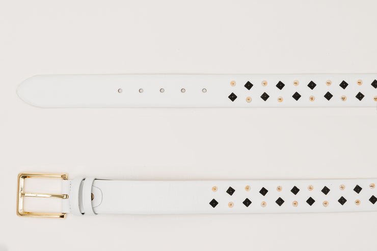 The Infanta White Spike Leather Belt