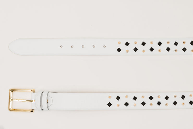 The Infanta White Spike Leather Belt