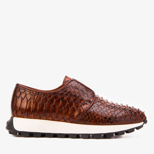 The Obsidian Tan  Python Leather Men Sneaker