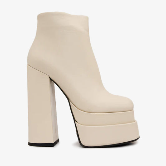 The Latino Cream Leather High Heel Women Boot