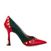 The Bella Vita Studded Red & Green Leather Pump Women Shoe
