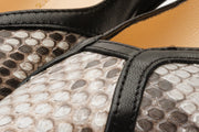 The Toskana Black & Natural Pythn Leather Block Heel Pump