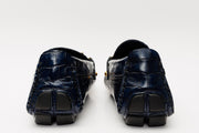 The Pisa Navy Leather Bit Drive Loafer Shoe