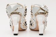 The Infanta White Spike Leather Ankle Strap Sandal