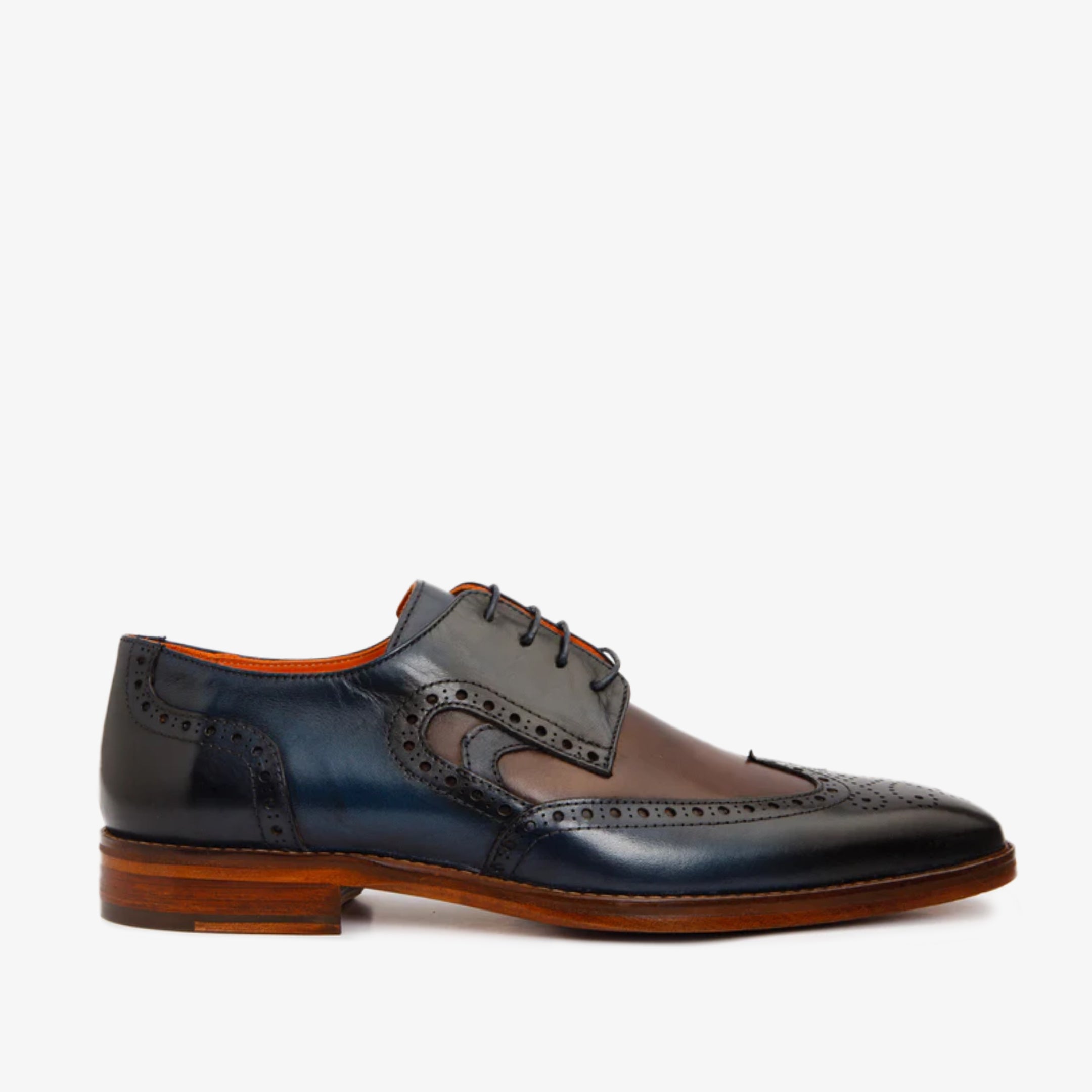 The Neiva Black White Wingtip Semi Brogue Derby Men Shoe Vinci