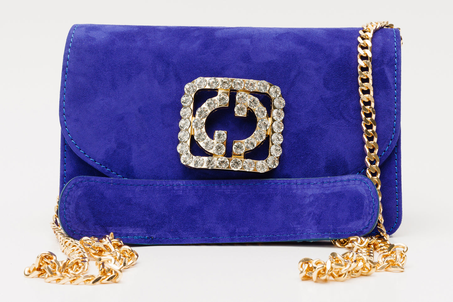 Bolso de mano de piel de ante azul California Sax