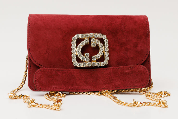 CALIFORNIA SUEDE BURGUNDY  LEATHER  HANDBAG