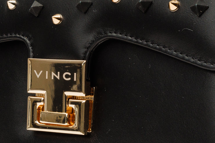 The Infanta Black Spike Leather Handbag