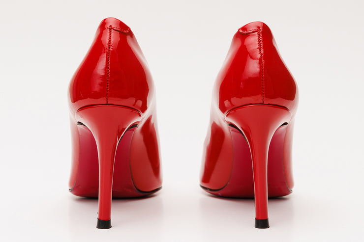 The Ege Red Leather Pump Fuchsia Sole