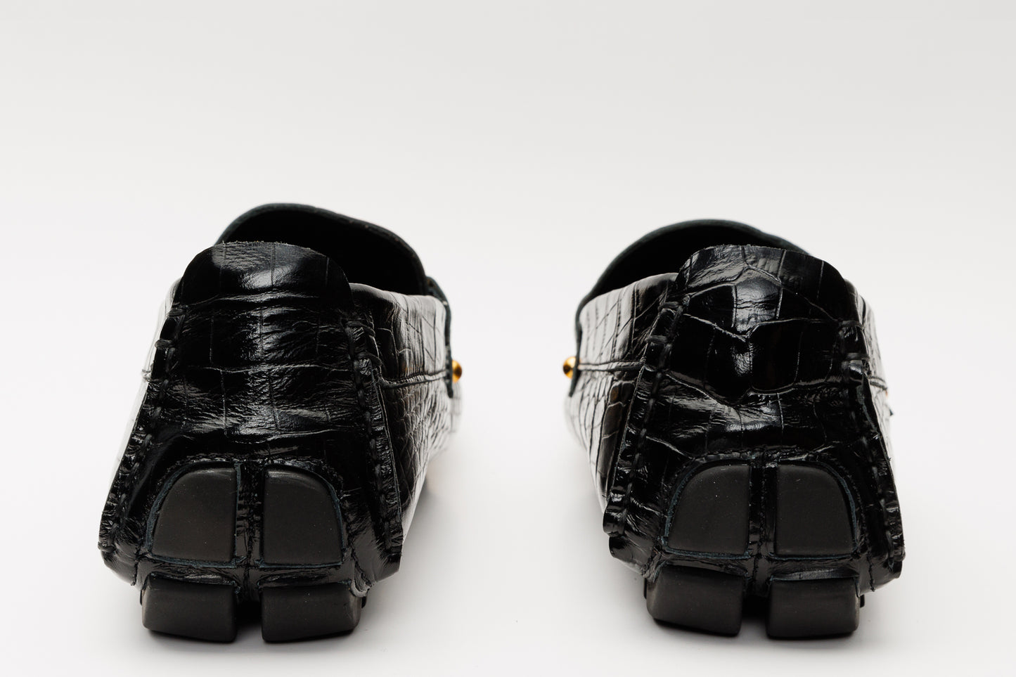 The Pisa Black Leather Bit Drive Loafer Men Shoe