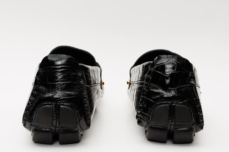 The Pisa Black Leather Bit Drive Loafer Shoe