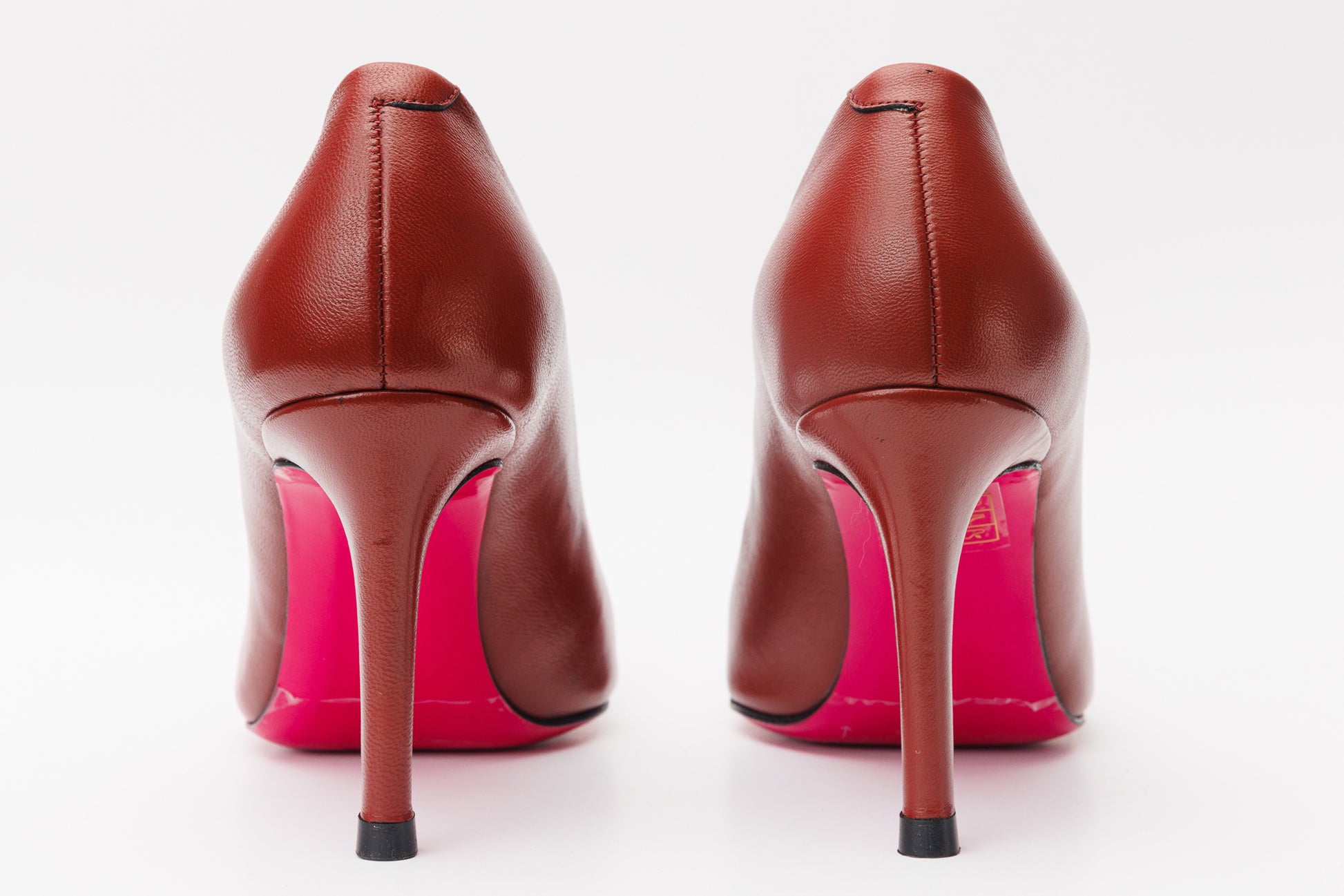 The Maneadero Dark Red Leather Pump Fuchsia Sole Women Shoe – Vinci ...