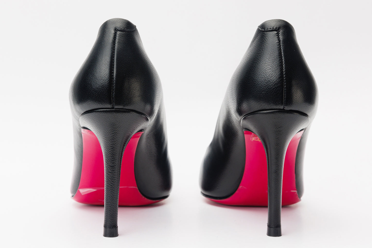 The Maneadero Black Leather Pump Fuchsia Sole Women Shoe