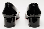 The Foggia Black Leather Block Heel Pump