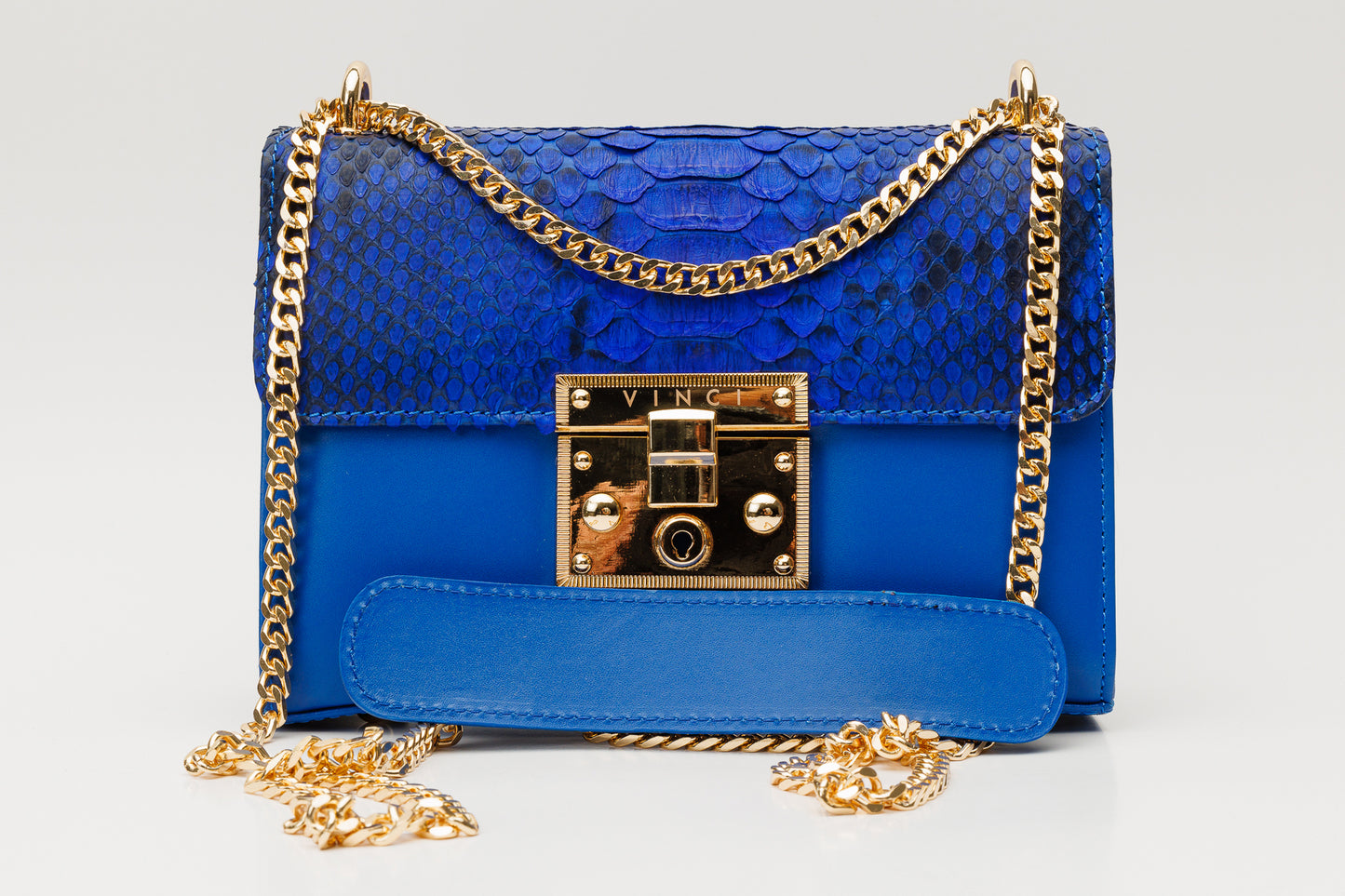 The Toskana Sax Blue Pythn Leather Handbag