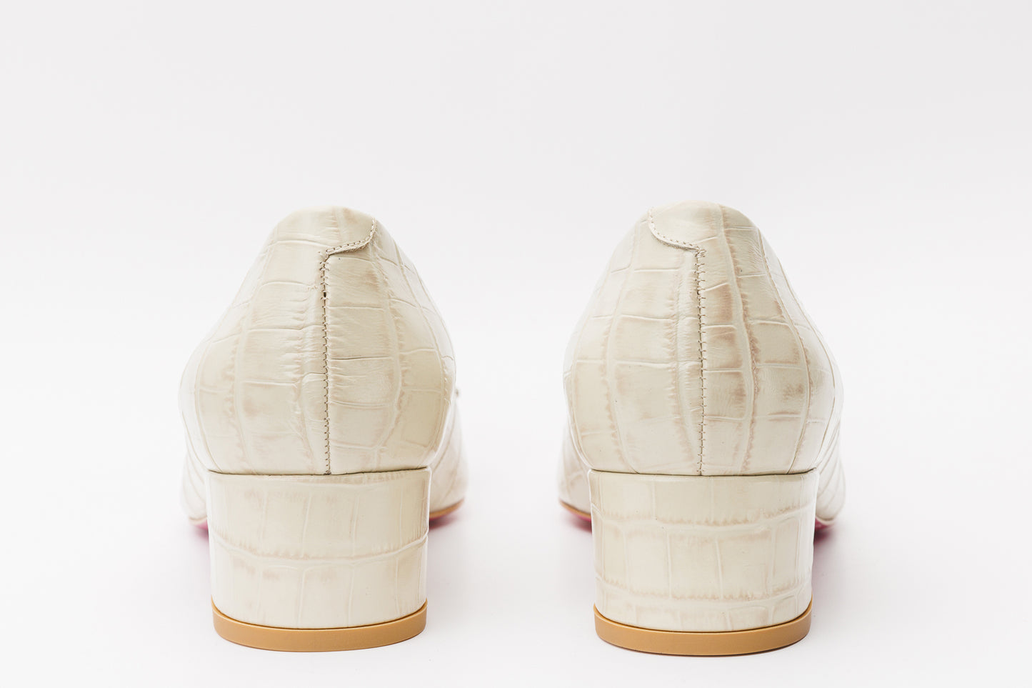 The Foggia Beige Leather Block Heel Pump Women Shoe