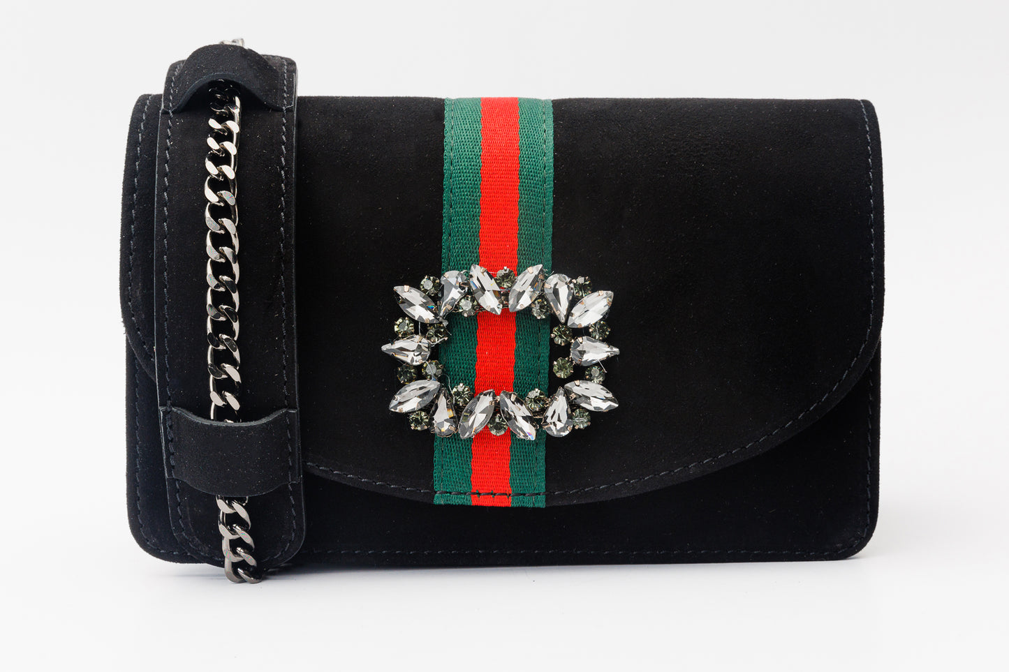 The Afega Black Suede Leather Handbag