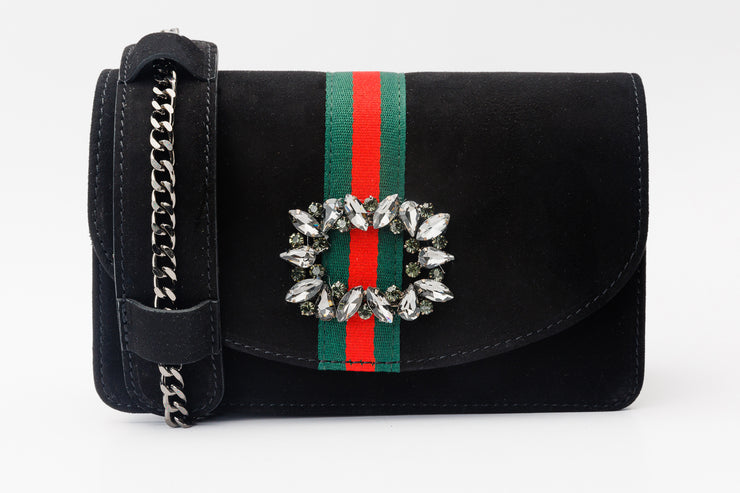 AFEGA SUEDE  LEATHER  BLACK HANDBAG
