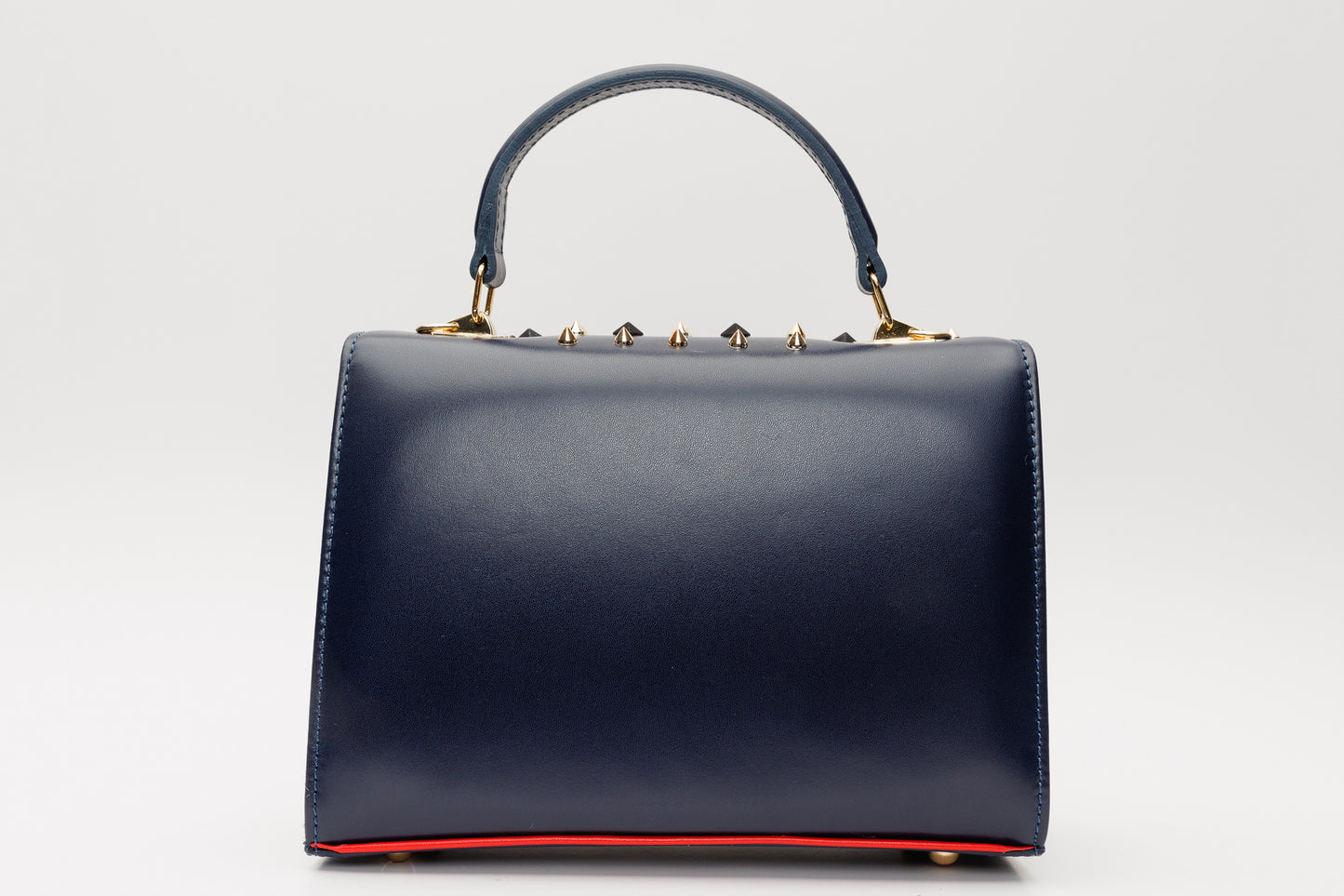 The Infanta Navy Blue Spike Leather Handbag