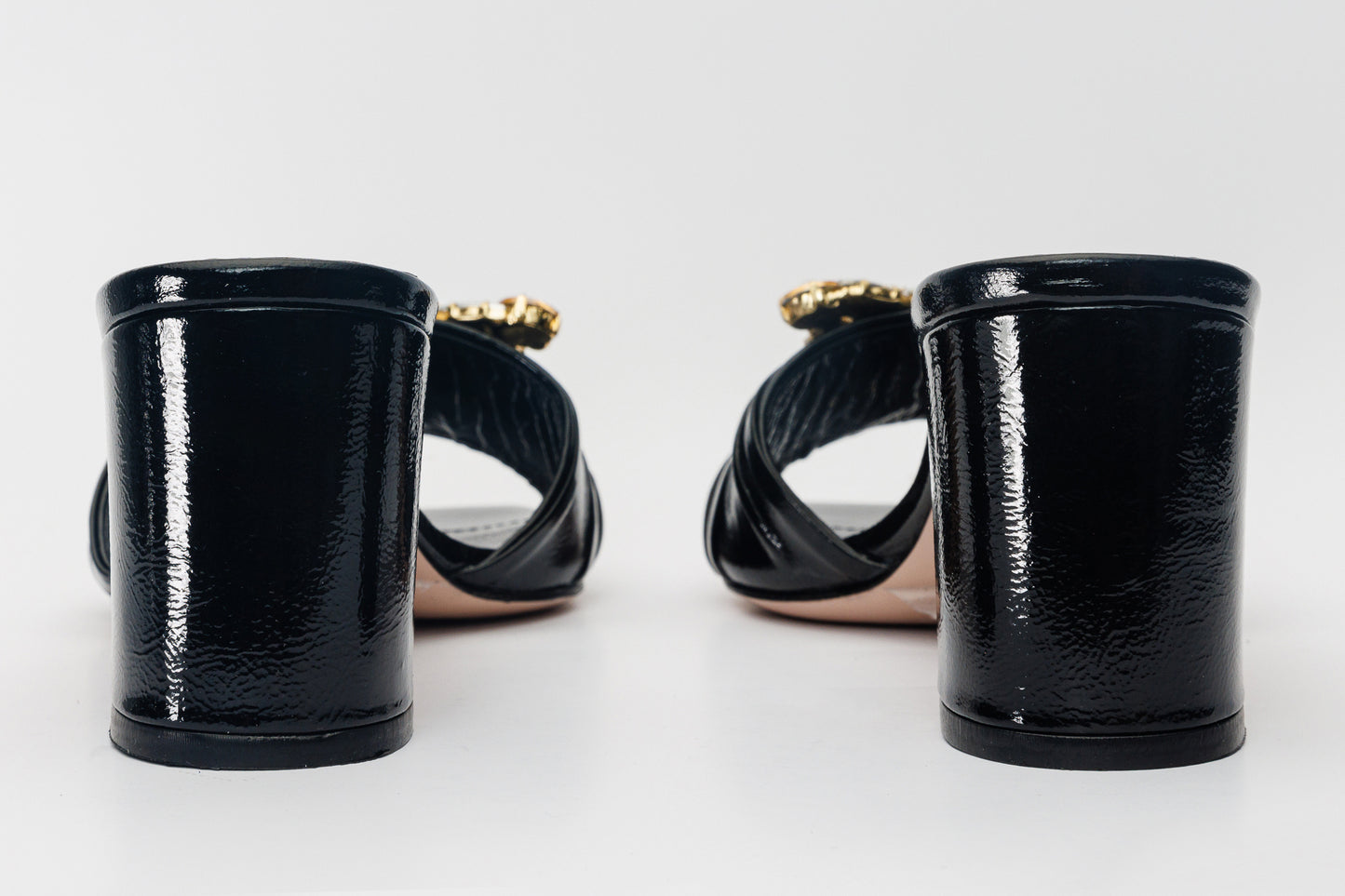 The Micro Black Leather Women Sandal