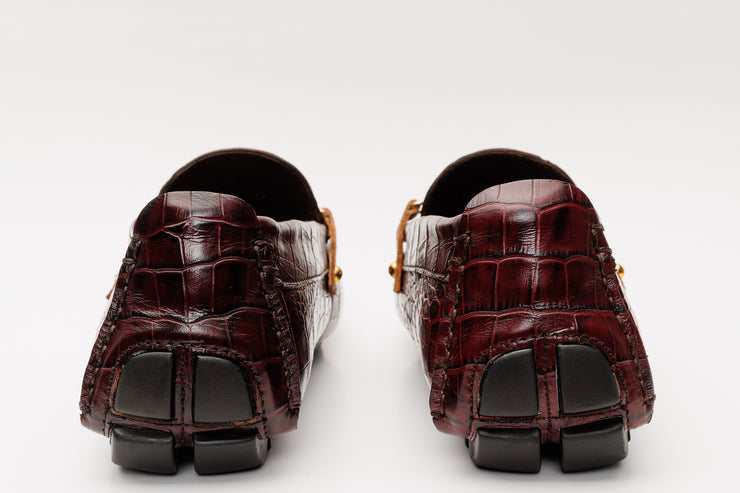 The Pisa Burgundy Leather Bit Drive Loafer Shoe