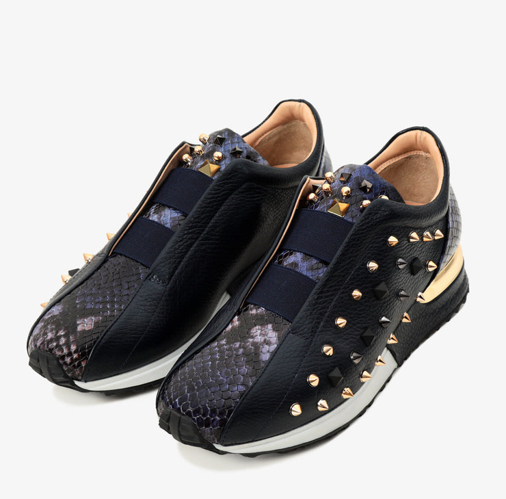 The Infanta Dark Blue Spike Leather Sneaker For Women Limited Edition