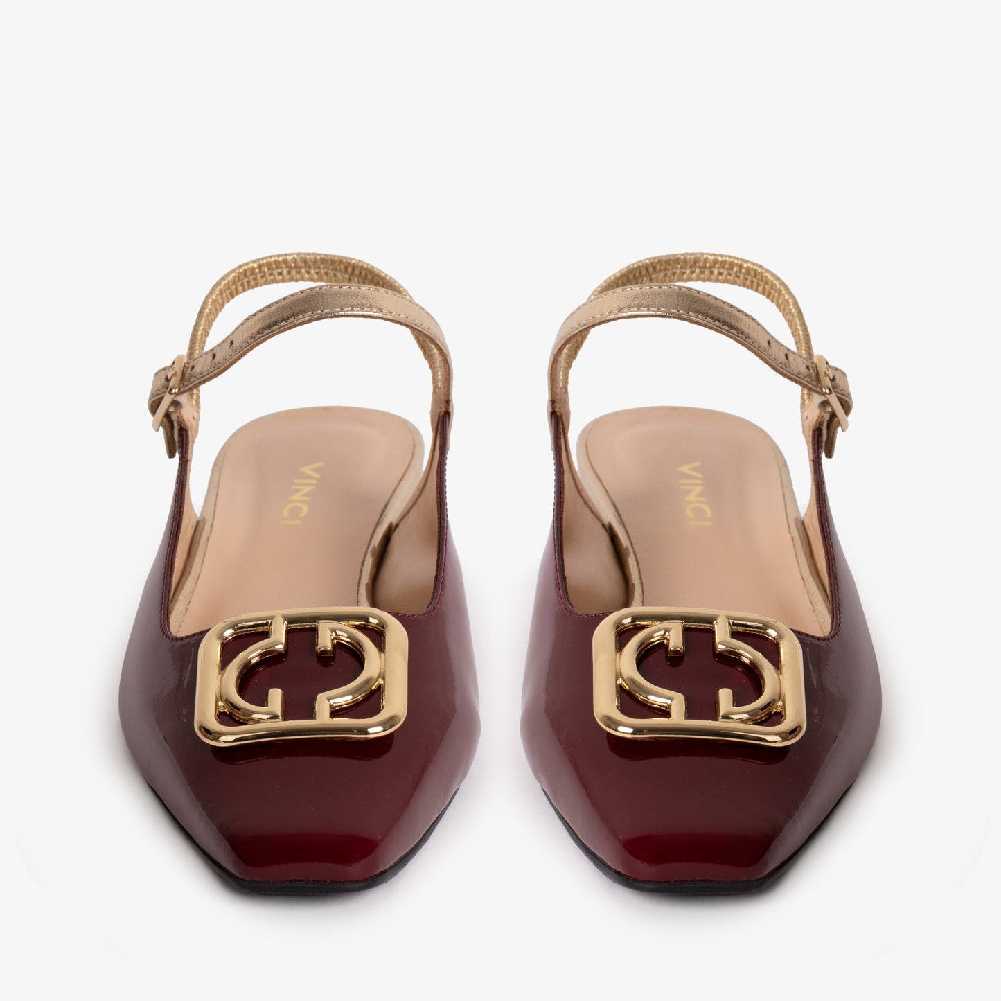 Zapato plano con tira trasera para mujer de piel de charol burdeos Rosalinda