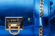 CARIS SAX BLUE  LEATHER  HANDBAG