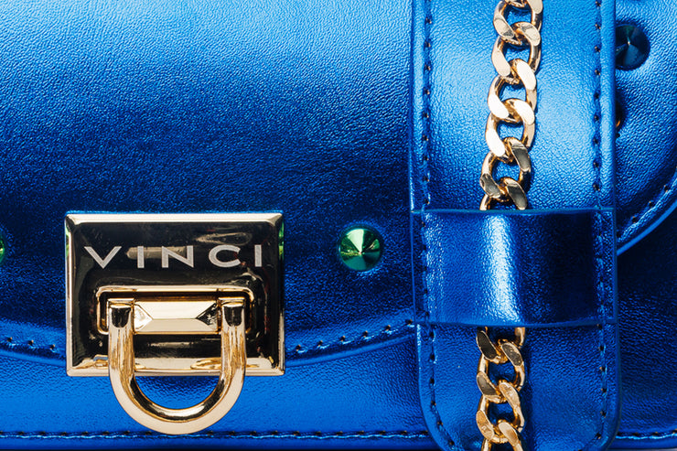 CARIS SAX BLUE  LEATHER  HANDBAG