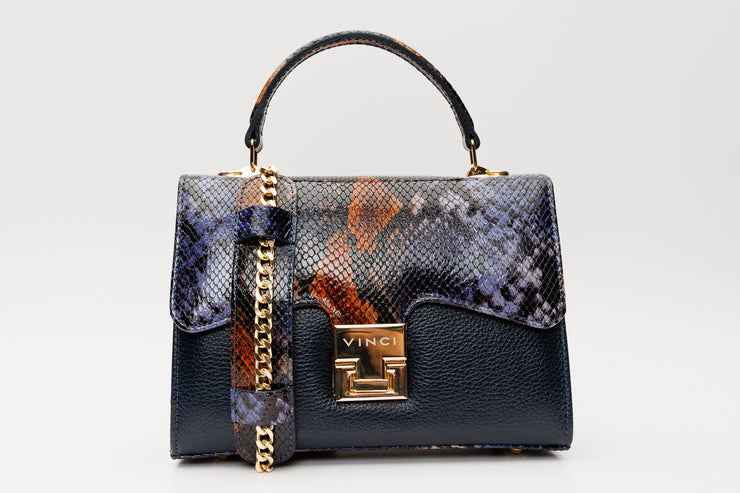 VENEZIA DARK BLUE  LEATHER  HANDBAG