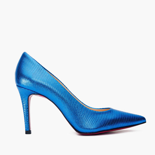 The Maple Sax Blue Leather Pump Fuchsia Sole Women Shoe