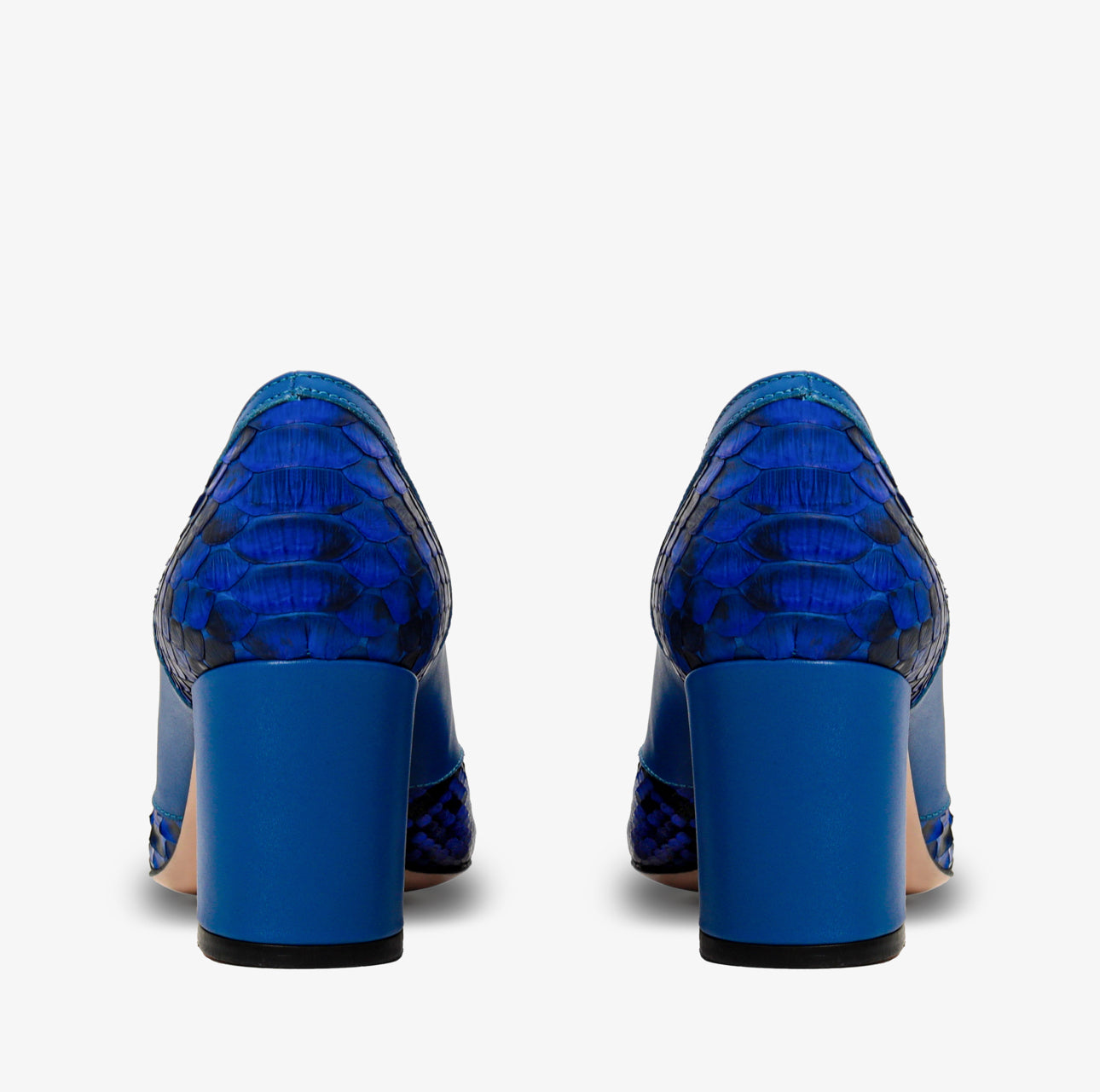 حذاء Toskana Sax Blue من جلد الثعبان بكعب عريض للنساء 