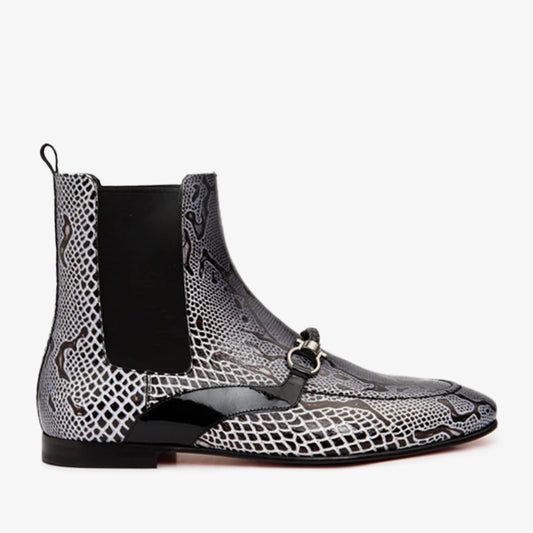 The Milano Black & White Leather Chelsea Dress Men Boot Final Sale!
