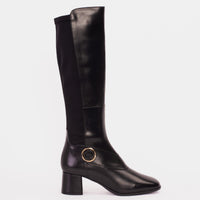 Bota hasta la rodilla de cuero negro Windsor para mujer