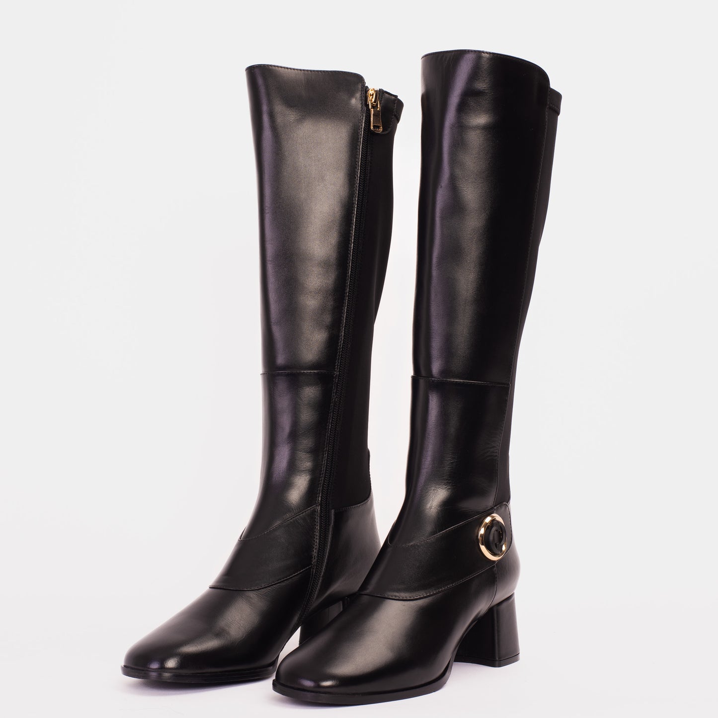 The Windsor Black Leather Knee High Women Boot