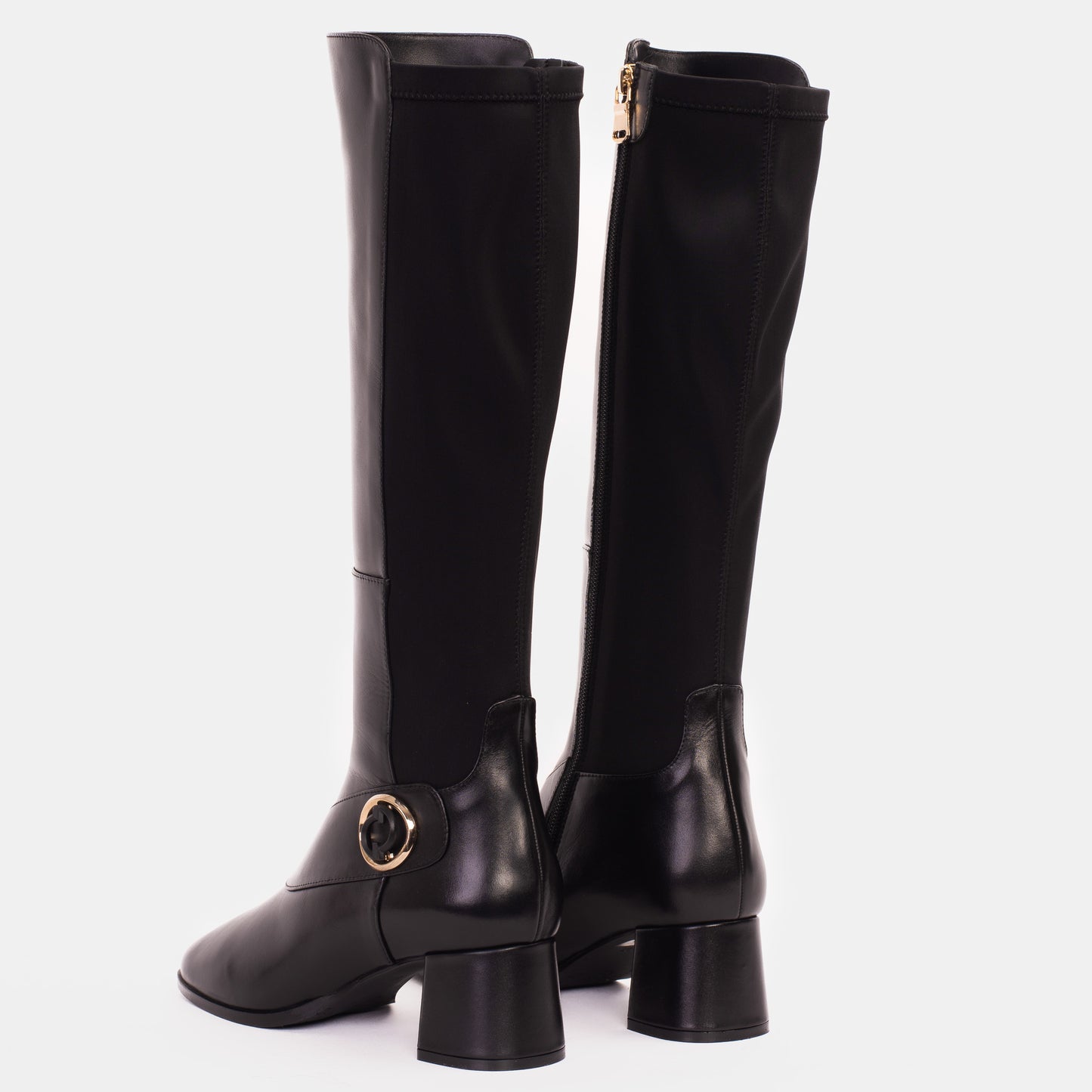 The Windsor Black Leather Knee High Women Boot
