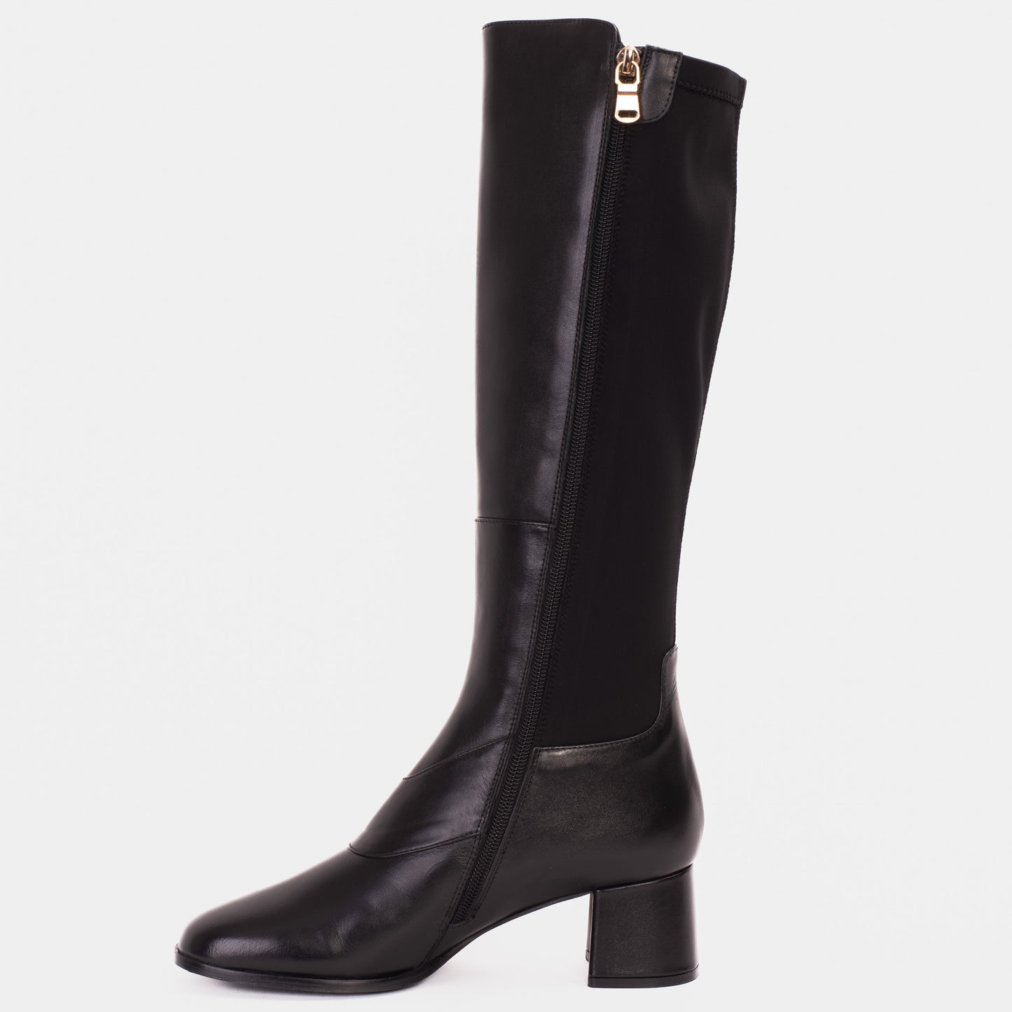 The Windsor Black Leather Knee High Women Boot