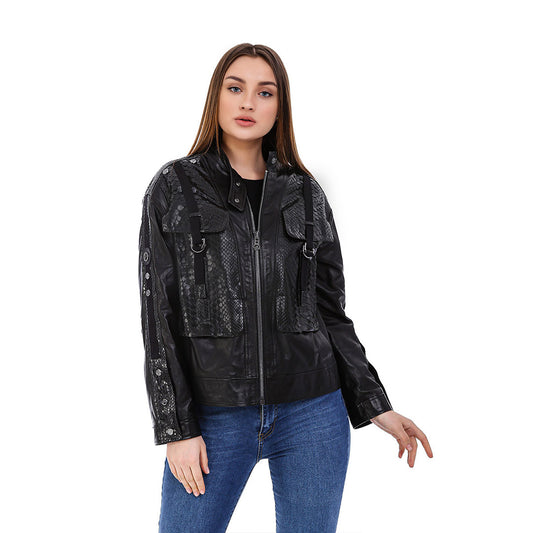 The Farragut Black Women Leather Jacket