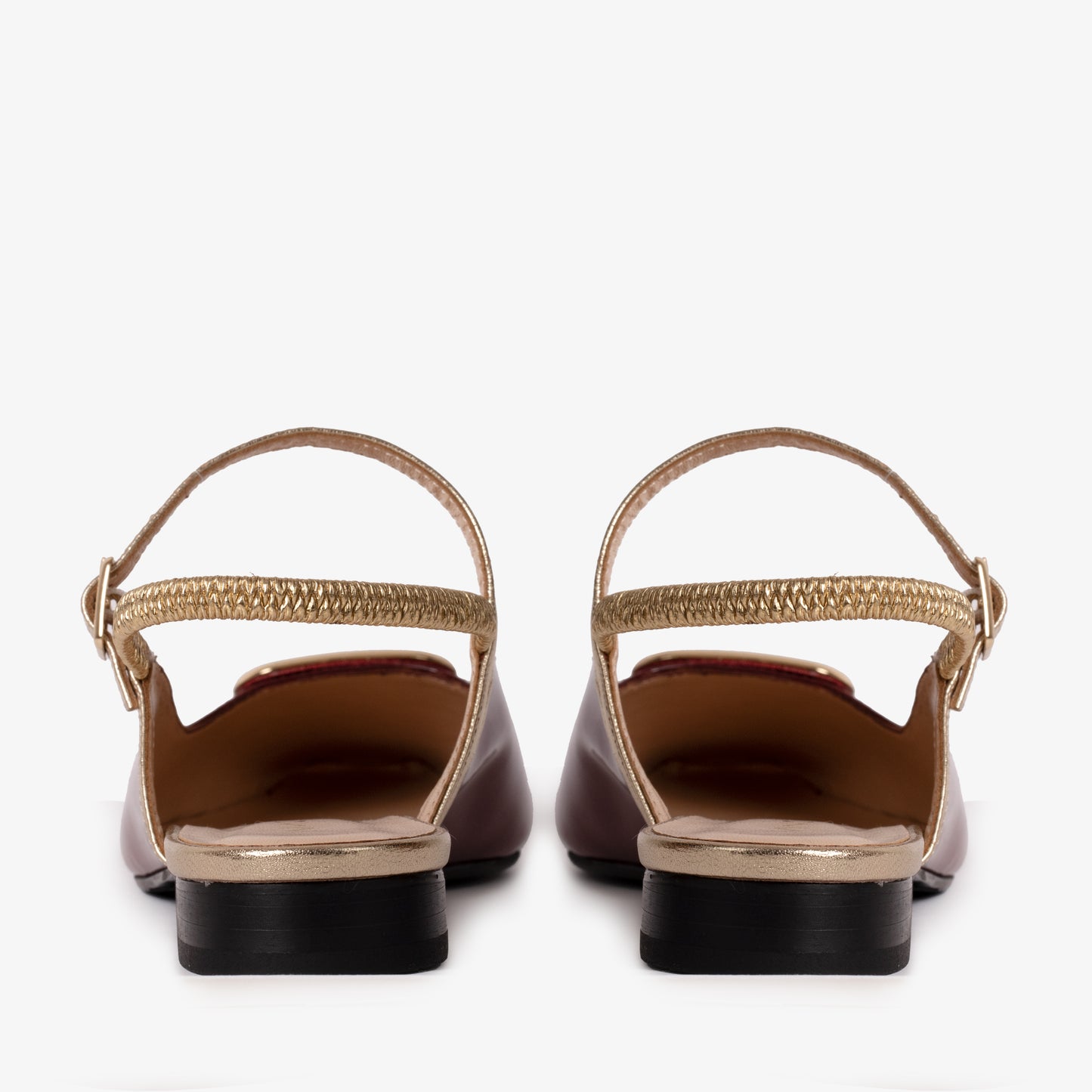 Zapato plano con tira trasera para mujer de piel de charol burdeos Rosalinda